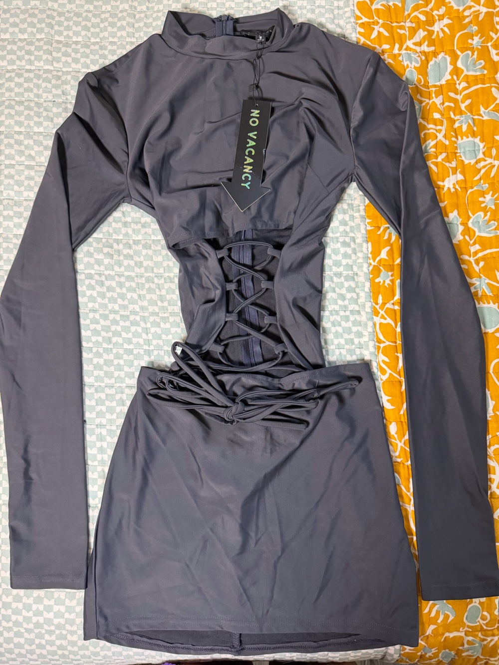 NWT DOLLS KILL No Vacancy Cut-Out Tie-Up Front Dress